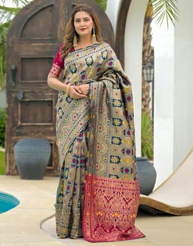 Yashika Women's Banarasi Silk Traditional Motifs Woven Saree | Navy Blue Color Saree | Women Sari | Saree_(AZ-YS-OG1-MIHIKA NAVY) 2