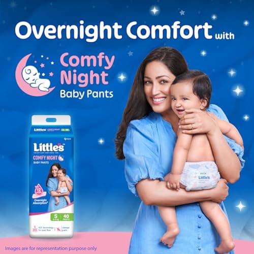 Little's Baby Diapers S Size (Small) Pants Style | 4-8 kg | 80 Count | Comfy Nights Baby Diaper Pants with Leakage Guard & Upto 12 Hours Absorption (40 Count, Pack of 2) 2