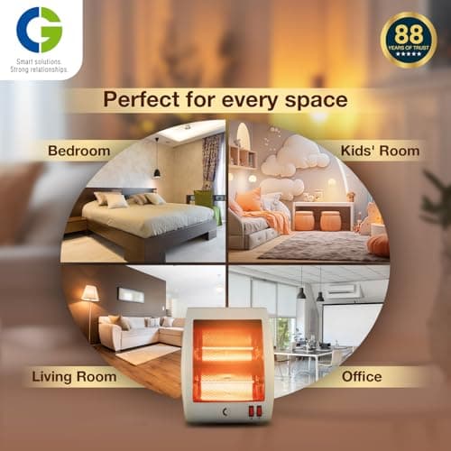 CG Revanta 2H 800W Halogen Room Heater | All New Red Halogen | 2 Heat Settings | Tip Over Safety Switch | Noiseless Operation | Ideal for Rooms up to 150 sqft | Grey 4