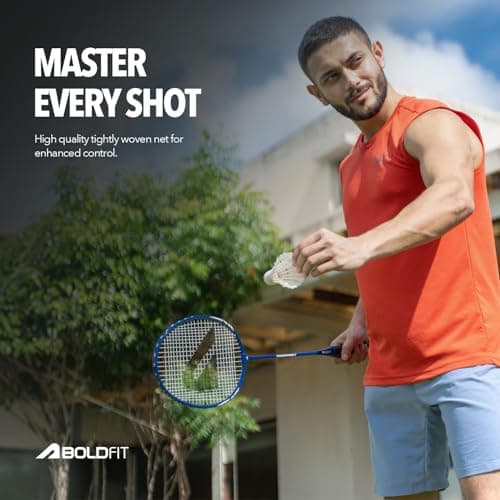 Boldfit Badminton Racket Combo for Beginners Adults Aluminium Shuttle Bat with Full Cover Bag Badminton Racquet for Practice & Match Lightweight 100gm with Grip Handle Shuttle Racket 1 Pair BlueOrange 2