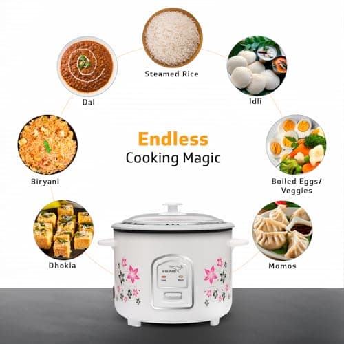 V-Guard VRC 1.8-Litre Electric Rice Cooker with 700 W Power, 2 Pots, Spatula, Rice Separator 5-Yr Heating Plate & 2-Yr Product Coverage Automatic Cooking with Double-Layered Body & Cool Touch Handles 4