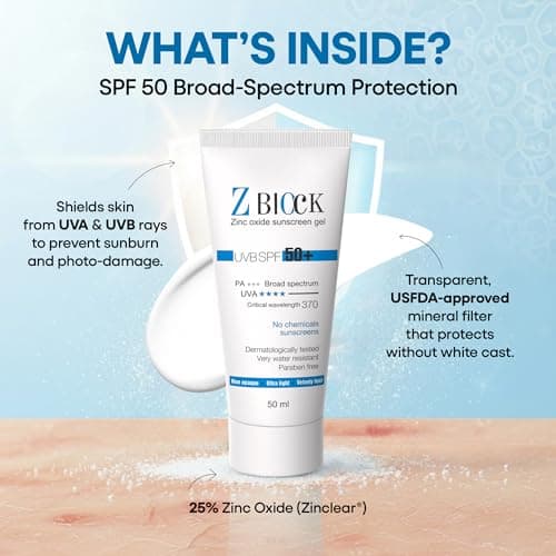 Z-Block Zinc Oxide Sunscreen Gel With Spf 50+ (50 Ml) - Pack Of 2, Sensitive 3