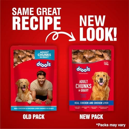 Drools Adult Wet Dog Food 0.9kg (150g x 6) Pack of 6 | Real Chicken and Chicken Liver Chunks in Gravy | Healthy Skin and Coat | Maintains Joint Health | Better Digestibility and Health 2