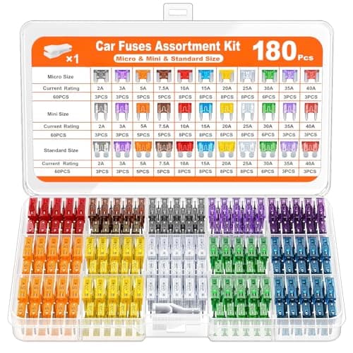 CoolShef 180PCS Car Fuse Set Kit with Puller and Fuse Wire – Mini, Standard, Micro Blade Fuses Assortment (2A 3A 5A 7.5A 10A 15A 20A 25A 30A 35A 40A) for Auto, Truck, SUV, RV, Boat, Motorcycle