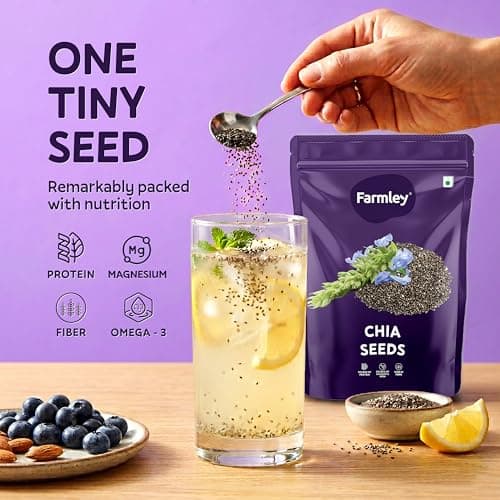 Farmley Chia Seeds 200g I Seeds for Eating | Seeds for Weight Management | Rich in Calcium, Protein & Fibre (Pack of 1) 3