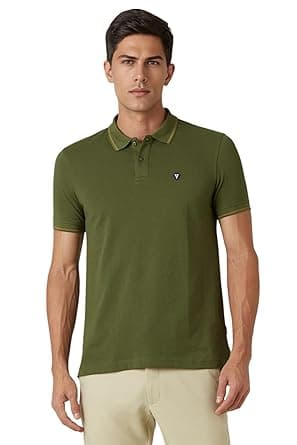 Van Heusen Men's Cotton Solid Regular Fit Collar Polo T-Shirt
