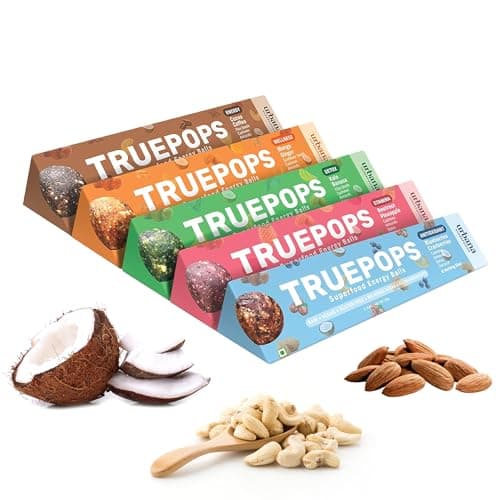 Urbana Superfoods Truepops Energy Balls | Healthy Vegan Snack | Mix Flavor Pack | Gluten Free, Keto Friendly | Natural Superfood Bites | 300g (5 x 60g)