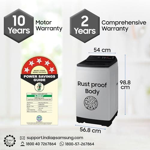 Samsung 8 Kg, 5 Star, AI Wash, AI Energy Mode, Wi-Fi, Ecobubble, AI VRT+, Super Speed, Soft Closing Door, Digital Inverter, Fully-Automatic Top Load Washing Machine (WA80F08S2LTL, Lavender Gray) 2