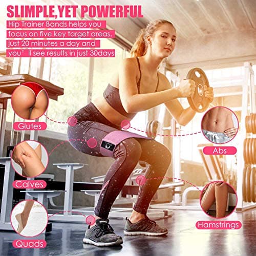 Bodylastics Resistance Hip Loop Bands 35-50lbs Resistance Bands for Legs, Butt, Thighs & Glutes Exercises, Anti-Slip Fabric Workout Bands for Men/Women 5