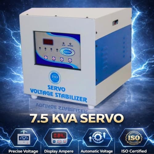 Bluelizer 7.5 KVA(120-285) V Servo Voltage Stabilizer | India’s First with in-Display Ampere Meter | Heavy Duty Servo Stabilizer for Home, Office & Commercial Use | Wide Input Range | Copper Winding 2