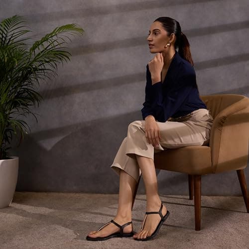 Mochi Women's Black Faux Leather Flat Fashion Sandals UK/5 EU/38 (33-1417) 2