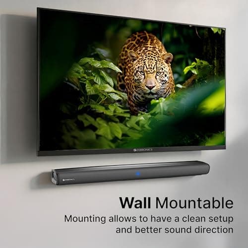 ZEBRONICS 80W Soundbar with Dual Drivers, 2.0 Channel with Dual Drivers, BTv5.4, TV ARC, USB, AUX, LED Indicator, Remote Control, Wall Mountable, (Juke Bar 2550) 5
