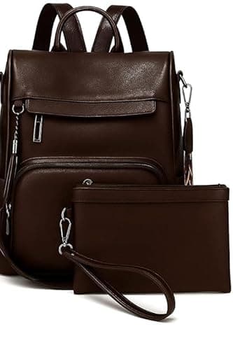 ProArch Anti-Theft Leather Backpack & Purse for Women | Combo Pack | Shoulder Bag for Women and Girls | College Bag for Girls | Multipurpose Travel Bag | Durable | PU Leather (BrownTL)
