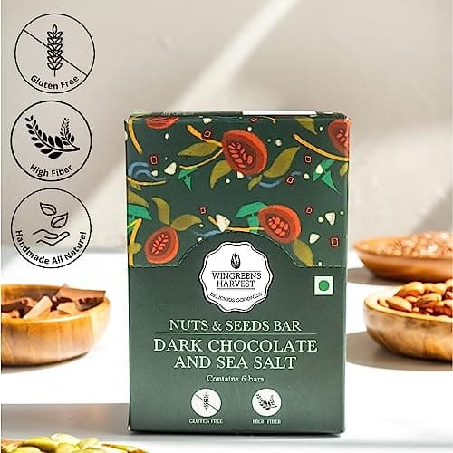 Wingreens Harvest Nuts & Seeds Energy Bars - Dark Chocolate & Sea Salt - 180 g (Pack of 6 x 30g), Almonds, cashews, pumpkin seeds & Dry Fruit, Healthy Protein Snack Bars, All Natural, Plant Based 2