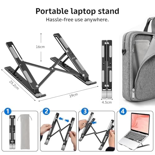 pTron DeskMate M1 15.6" Laptop Stand, 7 Adjustable Height, Metal Alloy, Foldable, Portable Tabletop Laptop/Desktop Riser Stand Holder Compatible for MacBook, HP,Dell,Lenovo & All Other Notebook(Black) 5