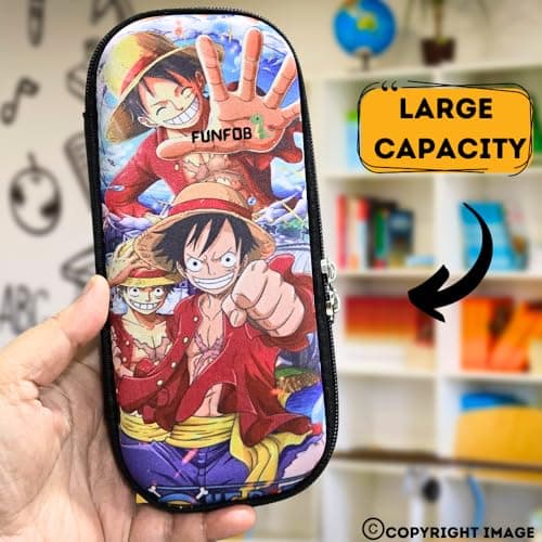 FUNFOB Anime Pencil Box for School College for Pen Pencil Or Other Stationery Products Luffy Pencil Pouch | Luffy Red Cap 5