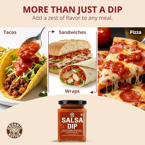 ORGANIC NATION Salsa Dip - Natural Salsa Sauce for Snacking and Cooking - Homestyle Made with Fresh Tomatoes, Herbs & Spices, No Added Preservatives, No Artificial Flavours, Traditional Recipe - 260g 6