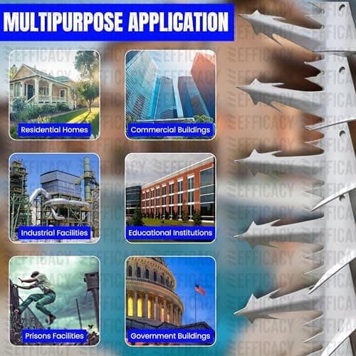 Efficacy Anti Climbing Wall Spikes Indoor and Outdoor Security | Galvanized Steel Material Spikes Triple Spike Angles for Home, Residential or Industrial Safety Use Size Large 31cm Approx (Qty - 10) 3