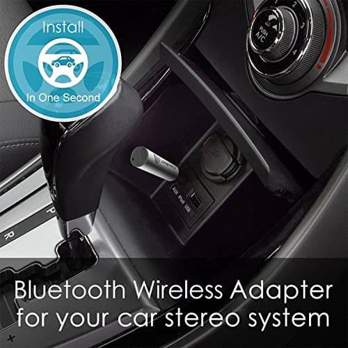 CrossBeats Mini Bluetooth Receiver Wireless Bluetooth Car Adapter Mini Portable 3.5mm Aux Adapter and Build-in Mic for Car Home Stereo Music System (Black) 5