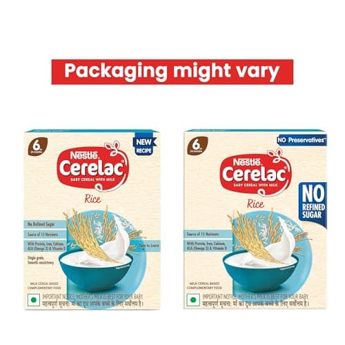CERELAC Baby Food Cereal | No Refined Sugar | No Preservatives | Rice for 6 to 24 Months Baby | Omega 3 Iron Protein Calcium Vitamin D for Babies | Instant Cereal | 300g 3