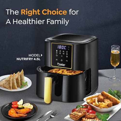 Prestige Nutrifry 4.5L Digital Air Fryer| 80% less Oil Consumption | 8 Preset Menu | Fry, Grill, Roast, Bake, Reheat | Digital Display | 1200 Watts | Easy to Clean | 1Y Warranty | ISI Certified 2