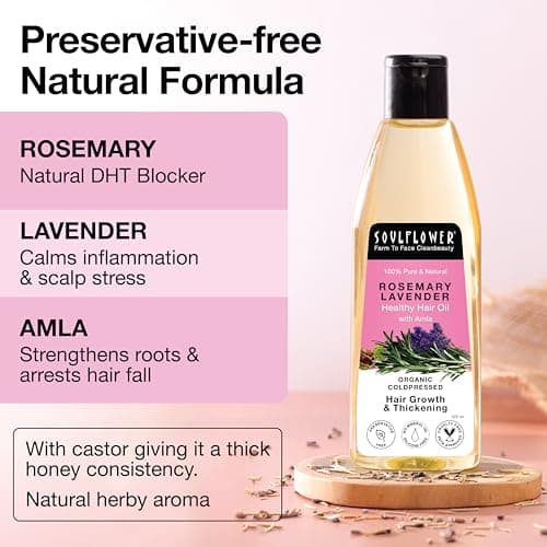 Soulflower Rosemary Hair Growth Oil, Hair Fall Control, Healthy Scalp, Strong Hair, Rosemary, Lavender, Castor|100% Pure, Natural, Organic, Clinically Proven for Hair Growth, 225ml 2