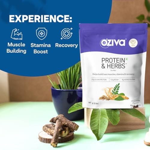 OZiva Protein & Herbs for Men (Chocolate) I Muscle Building, Stamina & Recovery | Clean Protein, Shatavari, Green Tea I No Added Sugar, 4lbs (Pack of 2) 3