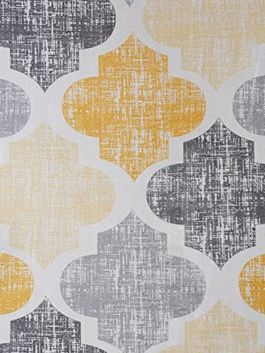 Home Sizzler 2 Pieces Moroccan Motif Eyelet Glace Cotton Door Curtains - 6 Feet, Yellow 3