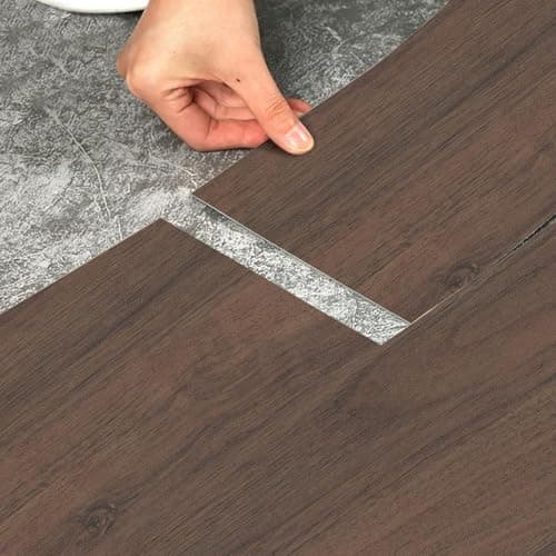 HEUREKA PVC Flooring Planks Tiles Self Adhesive Peel & Stick Wooden Design, 6 Planks, 12 Square Feet (Dark Brown_Oak)