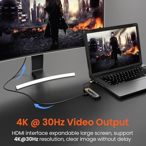 Portronics MPort View One 5-in-1 USB Type-C USB Hub/Docking Station,Type-C PD&Data, USB 3.0 SuperSpeed,USB 2.0,RJ45 Ethernet, 4K@30Hz HDMI,Transparent Case for Laptop, PC & More (Black) 3