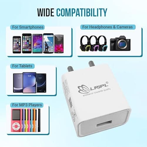 LRIPL 5V 1A Mobile Charger Adapter Wall Charger | USB Power Adaptor |5W Wall Charger Compatible with Smartphones, Headphones, Speaker and Many Deivces White (5W Adapter) 3