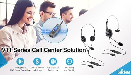 Voixtone USB Headset VT11 Brand, Noise Cancellation Mic, Inlune Mute Volume Control, Ideal for All Center, Office Calls, Online Classes, Conference Calling,Wired Type A USB 3