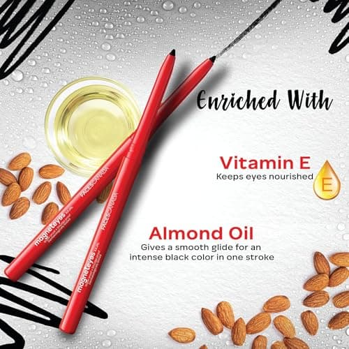 FACES CANADA Magneteyes Kajal - Black, 0.35g (Pack of 2) | 24 Hr Long Stay | One Stroke Smooth Glide | Waterproof, Smudgeproof & Fadeproof | Deep Matte Finish | Enriched With Almond Oil & Vitamin E 4