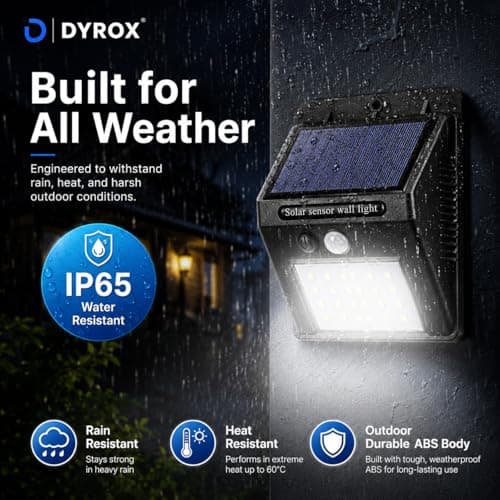 DYROX 20 LED Bright Outdoor Solar Lights with Motion Sensor Solar Powered Wireless Waterproof Night Spotlight for Outdoor/Garden Wall, Solar Lights for Home (Pack of 1) 3