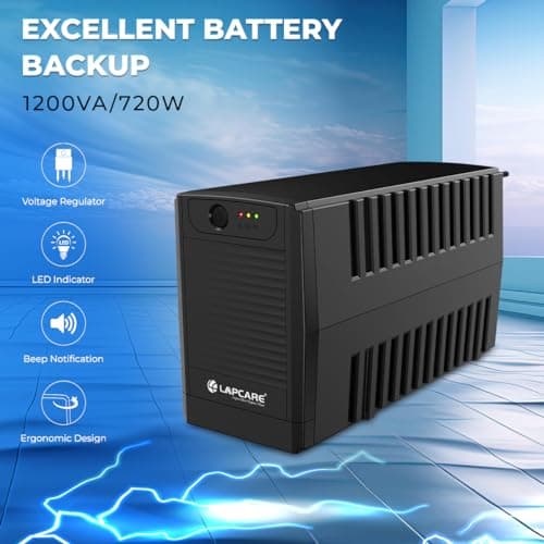 Lapcare 1KVA - 1200VA /600W, 230V, UPS System, an Ideal Power Backup & Protection for Home Office, Desktop PC & Home Electronics 4