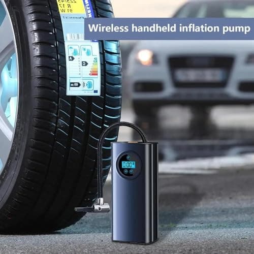 US1984 Car Tyre Inflator, Rechargeable Portable Air Compressor, 2X Fast Inflation, Cordless and Accurate Tire Pressure with digital display, 150PSI Auto Shut Off Air Pump for Car, Bike, Cycle, Ball 4