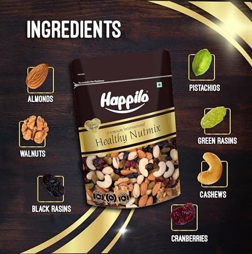 Happilo Premium International Healthy Nutmix, 200g | 7 Superfoods in 1 Mixes | Dry Fruits Contains Almonds, Cashews, Walnuts, Pistachios, Cranberries, Green & Black Raisins 4
