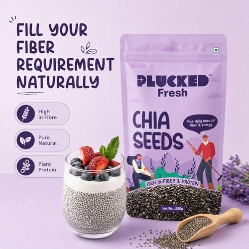 Plucked Fresh Chia Seeds 250g X 2 | Raw Seeds for Eating | High Fiber, Protein & Omega-3 Rich Superfood | Healthy Vegan Seeds for Weight Management, Heart Health & Daily Nutrition (500g) 4