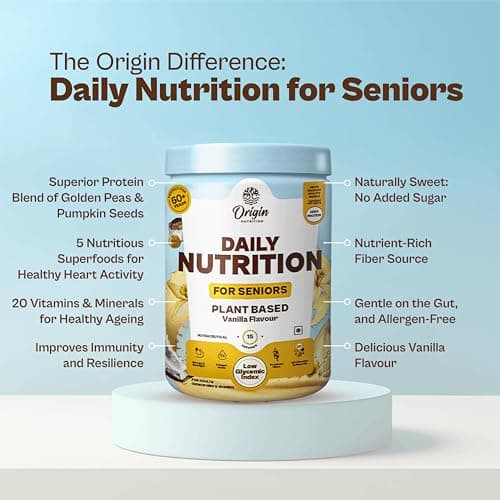 Origin Nutrition Senior Elder Adult Care Plant Based Protein Powder | Diabetic Friendly | For Healthy Ageing | 20 Vitamins & Minerals | 5 Superfoods Ayurvedic Herbs | Easy to Digest | No Preservatives 3