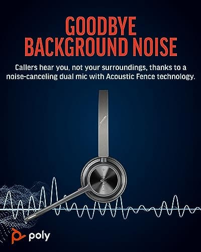 Poly (Plantronics Voyager 4320 Wireless Headset, Over Ear W/Noise-Canceling Mic, 162G, Connect to Mobile/Tablet Via Bluetooth and PC Via USB-A/C, Works with Teams, Zoom, and More, Black, 8G107AA 4