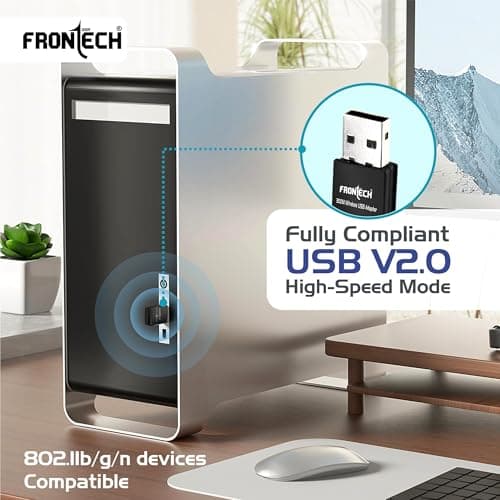 FRONTECH WiFi Dongle 300 Mbps Mini Wireless Network USB Wi-Fi Adapter for PC, Desktop, Laptop | Advanced WPA/WPA2 Security Standards, (0842, Black) 3