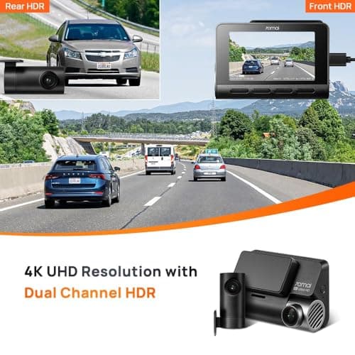 70mai A810 True 4K HDR Dual Dash Cam, Built-in GPS Logger, ADAS, Sony Starvis2 IMX678, 150° Wide, Optional Parking Mode with Motion Detection & Time Lapse, Upto 256GB Supported 3