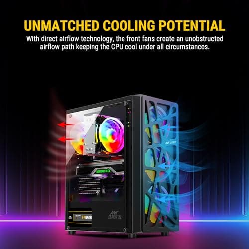 Ant esports Combo Elite 1100 Mid-Tower Computer Case/Gaming Cabinet - Black with Ant Esports VS400L NonModular High Efficiency Gaming Power Supply/PSU with Continuous Power and 120mm 4