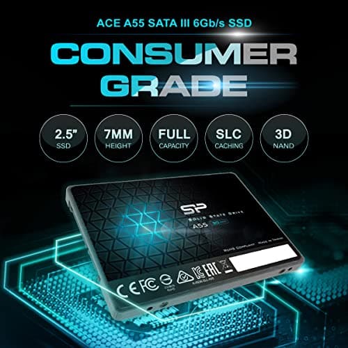 Silicon Power SP SP SP Ace A55 1TB SATA SSD, Up to 500MB/s, 3D NAND with SLC Cache, 2.5 Inch SATA III 6Gb/s Internal Solid State Drive for Desktop Laptop PC Computer 4