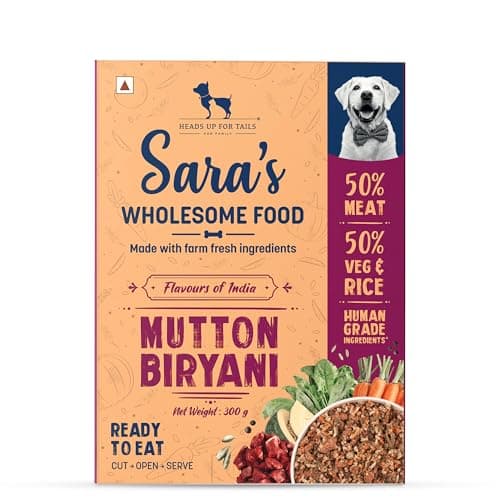 Sara’s Wholesome by HUFT Flavours of India Mutton Biryani Wet Dog Food – 300 gm (Pack of 3) | Value Pack | Real Mutton Recipe | Complete & Balanced Nutrition for Dogs of All Breeds