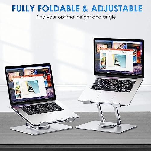 PLIXIO Adjustable Laptop Stand with 360° Rotating Base Tabletop Ergonomic Foldable Portable Holder Compatible for MacBook, HP, Dell, Lenovo & All Other Notebook (Sliver) 4