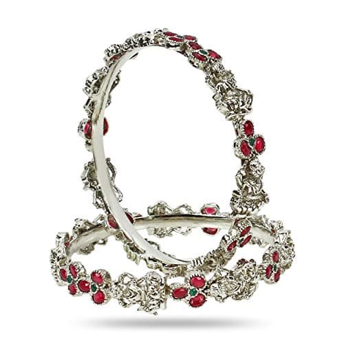 YouBella Jewellery Bangles for Women Stylish Traditional Silver Plated Bangles for Women and Girls (2.4)