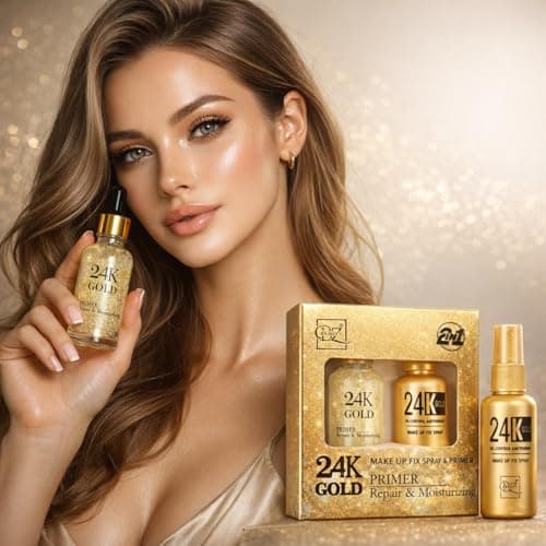 Beauzy 24K Gold Primer & 24K Gold Makeup Fixer Combo | Infused Primer for Flawless Base + Oil Control Makeup Fixing Spray | Long-Lasting Glow, Hydrating & Radiant Finish 5
