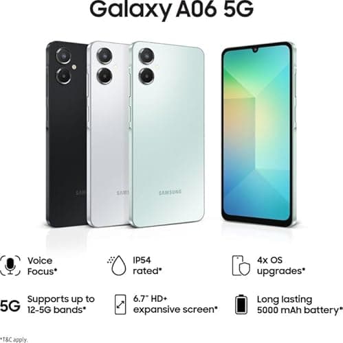 Samsung Galaxy A06 5G Light Gray 4GB RAM 64GB ROM with 6.7 inch HD Plus 90Hz Display, 50MP Dual Camera, 8MP Front Camera, MTK D6300 Processor, 5000mAh Battery, Side Fingerprint, One UI 7.0 2