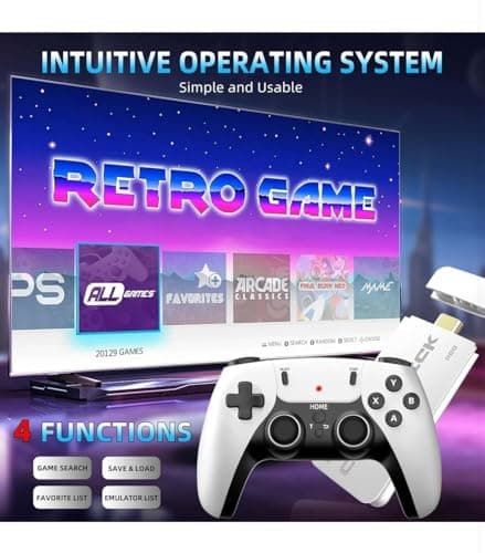 SMARTCAM M15 Game Stick 22000+ INBUILT Video Game Console Retro Classic 3D 4K Full HD with 2 Wireless Gamepad Plug & Play Video Game 64GB 3